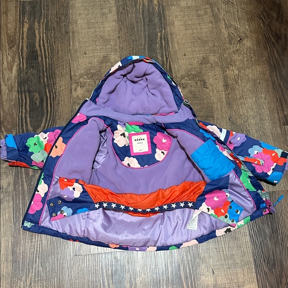 Mini Boden Girls' All--Weather Waterproof Jacket- Navy Floral Pattern 3Y-4Y - Picture 3 of 6